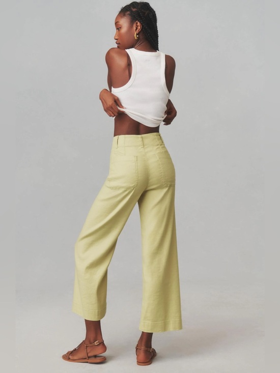 Maeve Pants - Anthropologie Maeve Size The Colette Linen Cropped Pants - Chartreuse